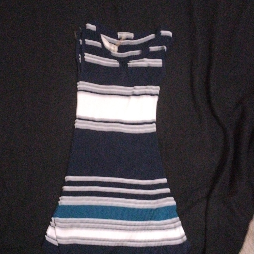 Blue white dark blue sweater dress